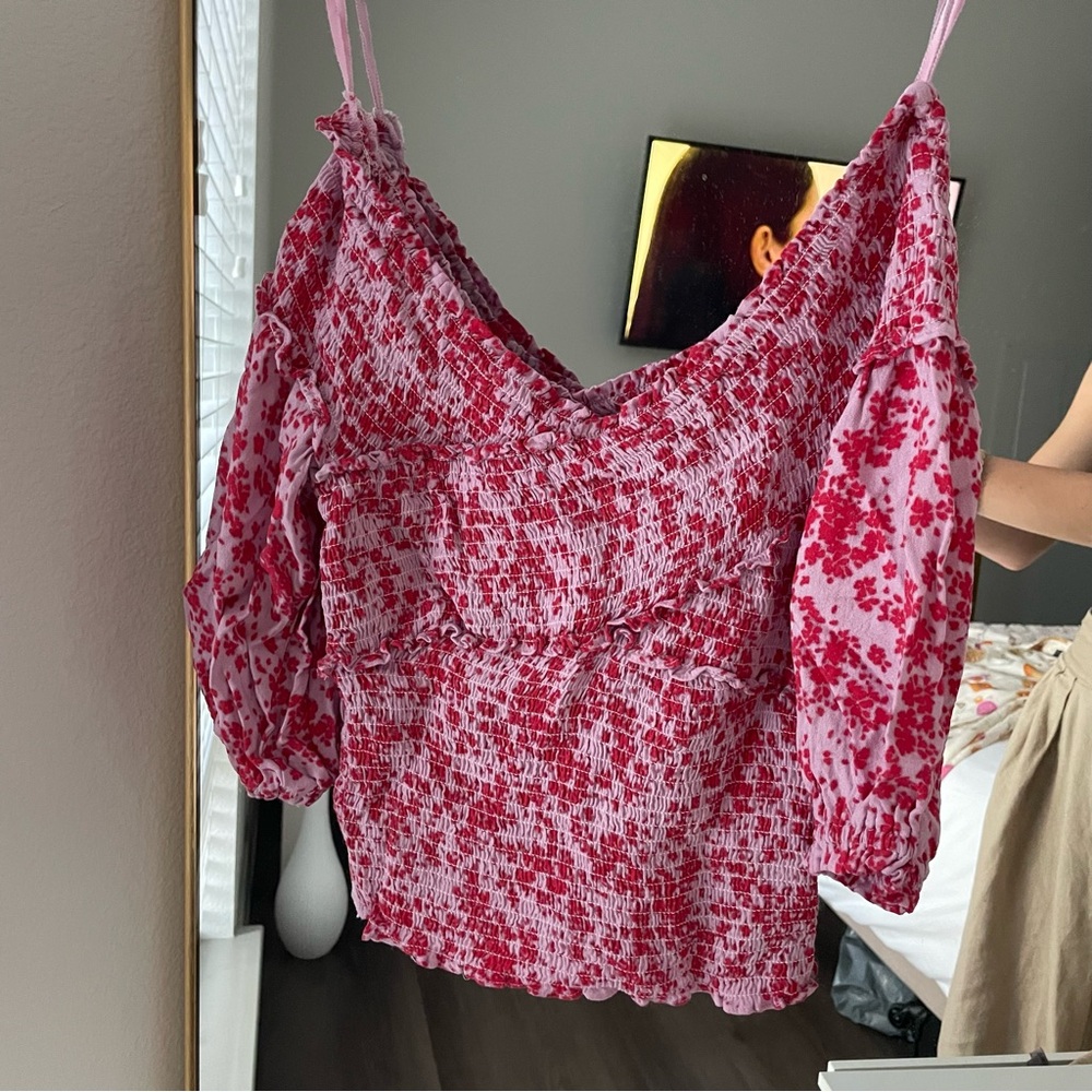 BB Dakota Off Shoulder Smocked Floral Top